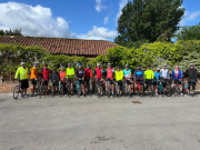 The team of cyclists at the start of the ride The fundraising cyclists