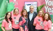 Fran Barnes (centre), Jim Carter - Patron of the Charity and some of the Kilimanjaro trekkers.
