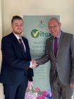 (L-r): Ross Baldock with  Vitax’s national sales manager – Mark Butler